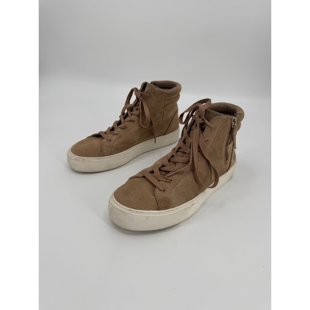 UGG Olive Chestnut Brown Suede High Top Side Zip Sneakers 1105370 Womens 9.5 - Picture 1 of 9